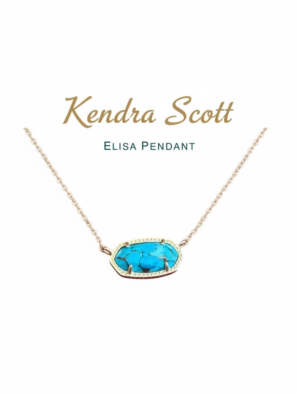 Kendra Scott Elisa Pendant Necklace in Turquoise - Gold Tone